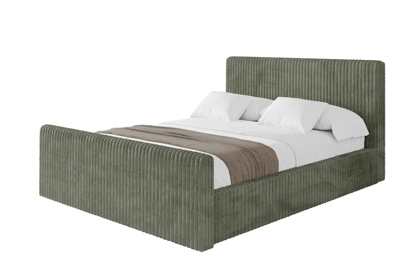 Łóżko tapicerowane z materacem + pojemnik ALOVA-V1-Z 120x200 Zielony 865579