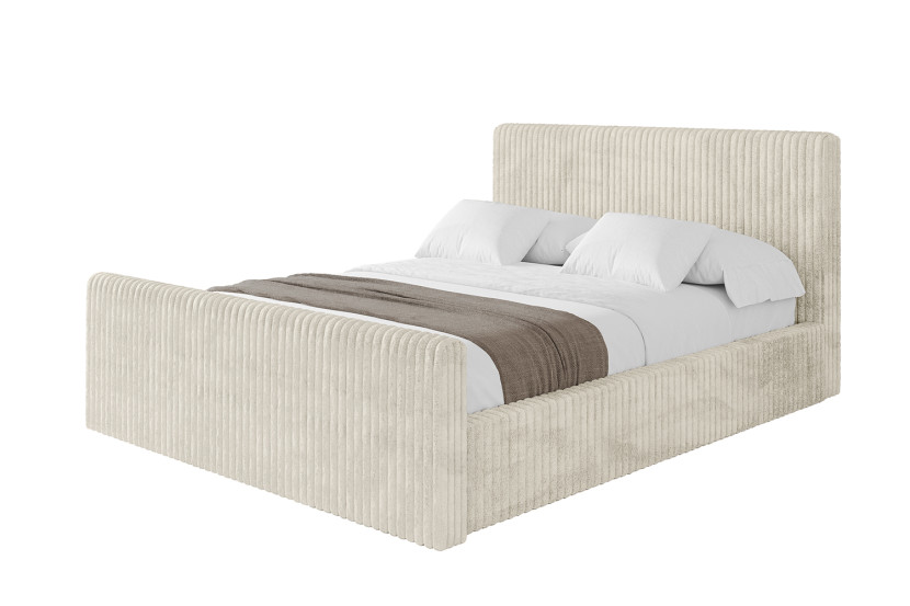 Łóżko tapicerowane z materacem + pojemnik ALOVA-V1-Z 180x200 Beżowy 865515