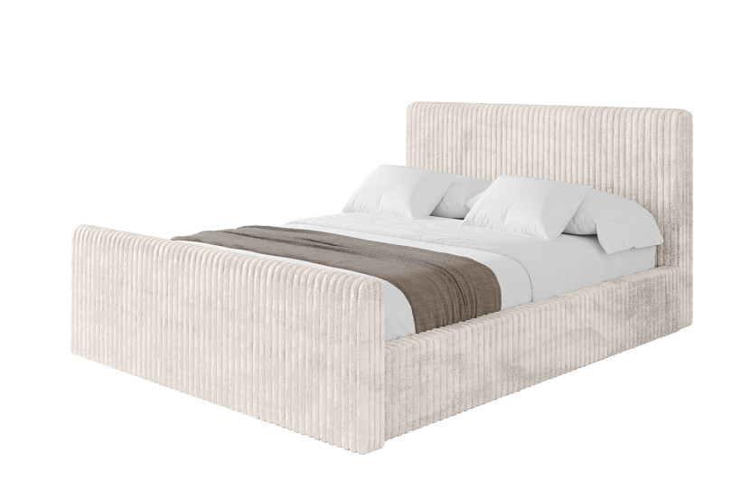 Łóżko tapicerowane z materacem + pojemnik ALOVA-V1-Z 200x200 Beżowy 865435
