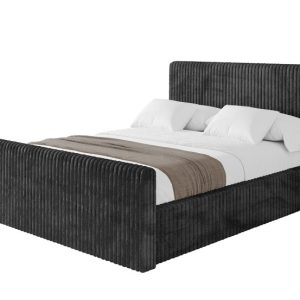 Łóżko tapicerowane z materacem + pojemnik ALOVA-V1-Z 200×200 Czarny 865631 Łóżko tapicerowane z materacem + pojemnik ALOVA-V1-Z 200×200 Czarny 865631