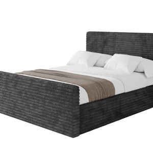 Łóżko tapicerowane z materacem + pojemnik ALOVA-Z 120×200 Czarny 865453 Łóżko tapicerowane z materacem + pojemnik ALOVA-Z 120×200 Czarny 865453