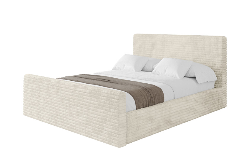 Łóżko tapicerowane z materacem + pojemnik ALOVA-Z 140x200 Beżowy 865448