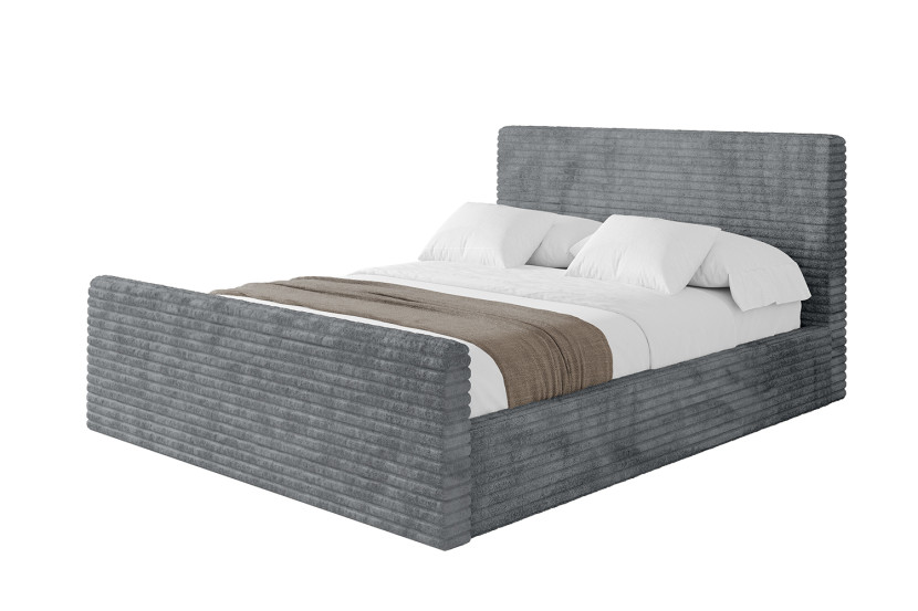 Łóżko tapicerowane z materacem + pojemnik ALOVA-Z 180x200 Szary 865540