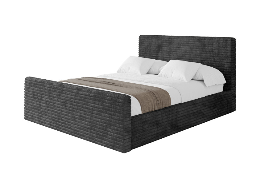 Łóżko tapicerowane z materacem + pojemnik ALOVA-Z 200x200 Czarny 865457