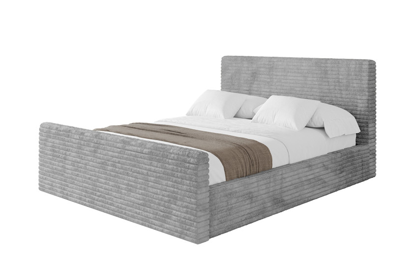 Łóżko tapicerowane z materacem + pojemnik ALOVA-Z 200x200 Szary 865489
