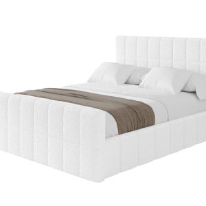 Łóżko tapicerowane z materacem + pojemnik AMEA-Z-160×200 cm Biały 825934