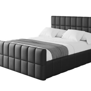 Łóżko tapicerowane z materacem + pojemnik AMEA-Z-180×200 cm Czarny 826744