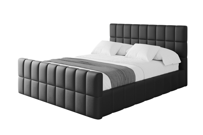 Łóżko tapicerowane z materacem + pojemnik AMEA-Z-180x200 cm Czarny 826744