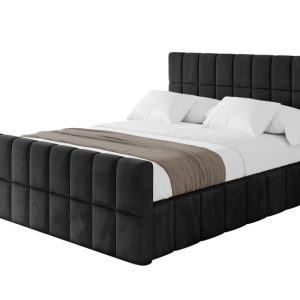 Łóżko tapicerowane z materacem + pojemnik AMEA-Z-180×200 cm Czarny 825999