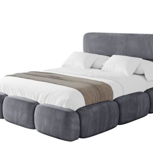 Łóżko tapicerowane z materacem + pojemnik ELVA – 140×200 cm Ciemnoszary 793927 Łóżko tapicerowane z materacem + pojemnik ELVA – 140×200 cm Ciemnoszary 793927