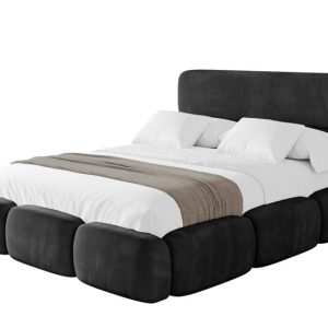 Łóżko tapicerowane z materacem + pojemnik ELVA – 180×200 cm Czarny 793704 Łóżko tapicerowane z materacem + pojemnik ELVA – 180×200 cm Czarny 793704