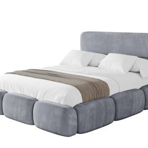 Łóżko tapicerowane z materacem + pojemnik ELVA – 180×200 cm Szary 793722 Łóżko tapicerowane z materacem + pojemnik ELVA – 180×200 cm Szary 793722