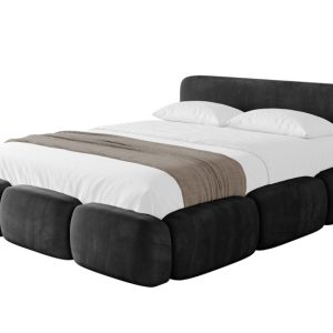 Łóżko tapicerowane z materacem + pojemnik ELVA-v1 – 180×200 cm Czarny 798869 Łóżko tapicerowane z materacem + pojemnik ELVA-v1 – 180×200 cm Czarny 798869