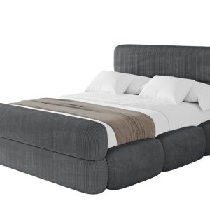 Łóżko tapicerowane z materacem + pojemnik ELVA-Z – 140×200 cm Ciemnoszary 794012 Łóżko tapicerowane z materacem + pojemnik ELVA-Z – 140×200 cm Ciemnoszary 794012