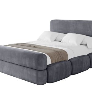 Łóżko tapicerowane z materacem + pojemnik ELVA-Z – 160×200 cm Ciemnoszary 794032 Łóżko tapicerowane z materacem + pojemnik ELVA-Z – 160×200 cm Ciemnoszary 794032