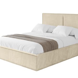 Łóżko tapicerowane z materacem + pojemnik EMMI – 140×200 cm Beżowy 862916 Łóżko tapicerowane z materacem + pojemnik EMMI – 140×200 cm Beżowy 862916