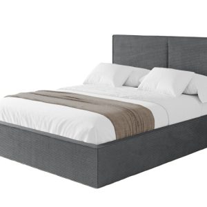 Łóżko tapicerowane z materacem + pojemnik EMMI – 140×200 cm Ciemnoszary 863345 Łóżko tapicerowane z materacem + pojemnik EMMI – 140×200 cm Ciemnoszary 863345