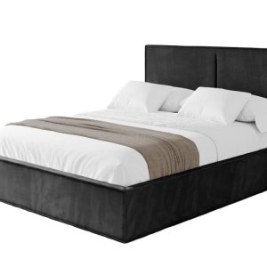 Łóżko tapicerowane z materacem + pojemnik EMMI – 140×200 cm Czarny 861522 Łóżko tapicerowane z materacem + pojemnik EMMI – 140×200 cm Czarny 861522