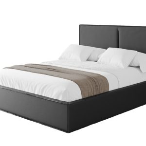 Łóżko tapicerowane z materacem + pojemnik EMMI – 180×200 cm Czarny 861533 Łóżko tapicerowane z materacem + pojemnik EMMI – 180×200 cm Czarny 861533