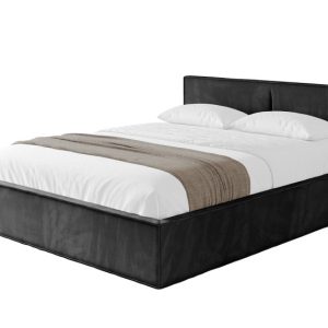 Łóżko tapicerowane z materacem + pojemnik EMMI-v1 – 160×200 cm Czarny 861851 Łóżko tapicerowane z materacem + pojemnik EMMI-v1 – 160×200 cm Czarny 861851