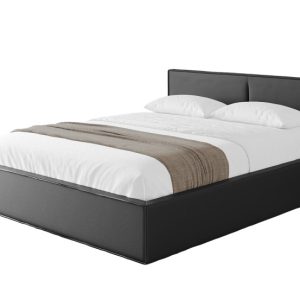 Łóżko tapicerowane z materacem + pojemnik EMMI-v1 – 180×200 cm Czarny 862946 Łóżko tapicerowane z materacem + pojemnik EMMI-v1 – 180×200 cm Czarny 862946