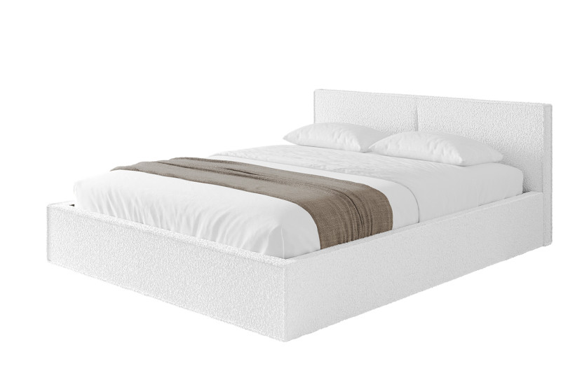 Łóżko tapicerowane z materacem + pojemnik EMMI-v1 - 200x200 cm Biały 861776
