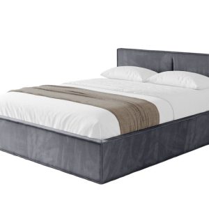 Łóżko tapicerowane z materacem + pojemnik EMMI-v1 – 200×200 cm Ciemnoszary 862143 Łóżko tapicerowane z materacem + pojemnik EMMI-v1 – 200×200 cm Ciemnoszary 862143