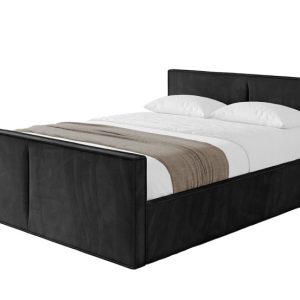Łóżko tapicerowane z materacem + pojemnik EMMI-v1-Z-120×200 cm Czarny 863309 Łóżko tapicerowane z materacem + pojemnik EMMI-v1-Z-120×200 cm Czarny 863309
