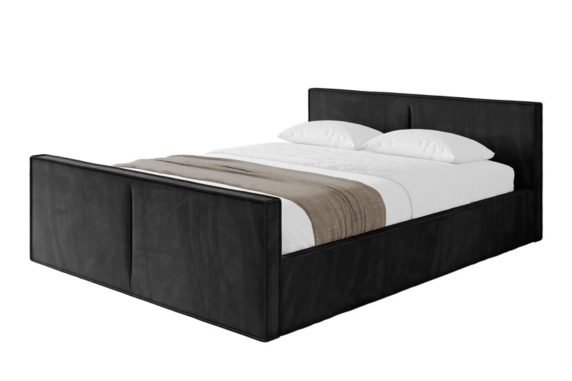 Łóżko tapicerowane z materacem + pojemnik EMMI-v1-Z-120x200 cm Czarny 863309