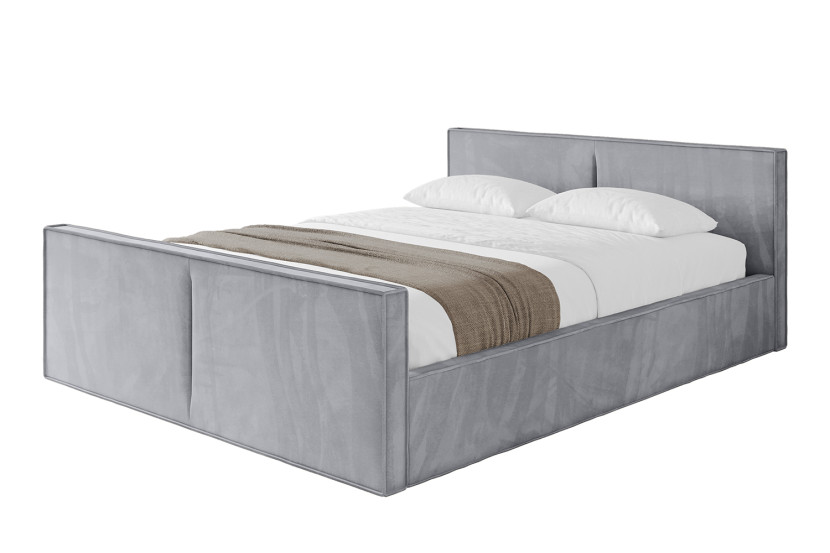 Łóżko tapicerowane z materacem + pojemnik EMMI-v1-Z-120x200 cm Jasnoszary 863450
