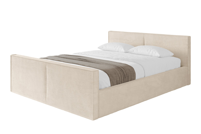 Łóżko tapicerowane z materacem + pojemnik EMMI-v1-Z-160x200 cm Beżowy 862676