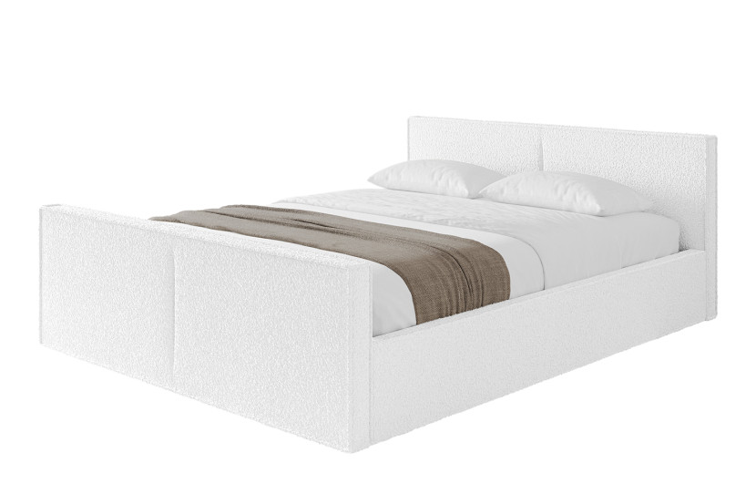 Łóżko tapicerowane z materacem + pojemnik EMMI-v1-Z-160x200 cm Biały 861542