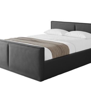 Łóżko tapicerowane z materacem + pojemnik EMMI-v1-Z-160×200 cm Czarny 862950 Łóżko tapicerowane z materacem + pojemnik EMMI-v1-Z-160×200 cm Czarny 862950