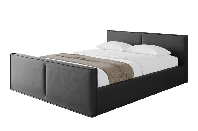 Łóżko tapicerowane z materacem + pojemnik EMMI-v1-Z-160x200 cm Czarny 862950