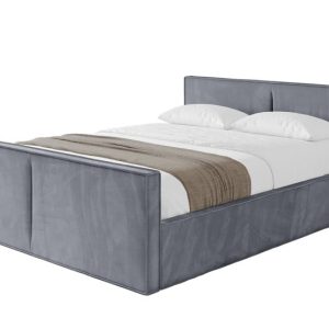Łóżko tapicerowane z materacem + pojemnik EMMI-v1-Z-160×200 cm Szary 862403 Łóżko tapicerowane z materacem + pojemnik EMMI-v1-Z-160×200 cm Szary 862403