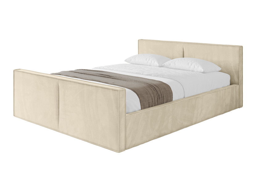 Łóżko tapicerowane z materacem + pojemnik EMMI-v1-Z-200x200 cm Beżowy 862477