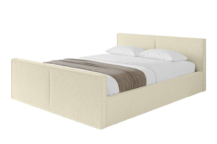 Łóżko tapicerowane z materacem + pojemnik EMMI-v1-Z-200x200 cm Beżowy 863177