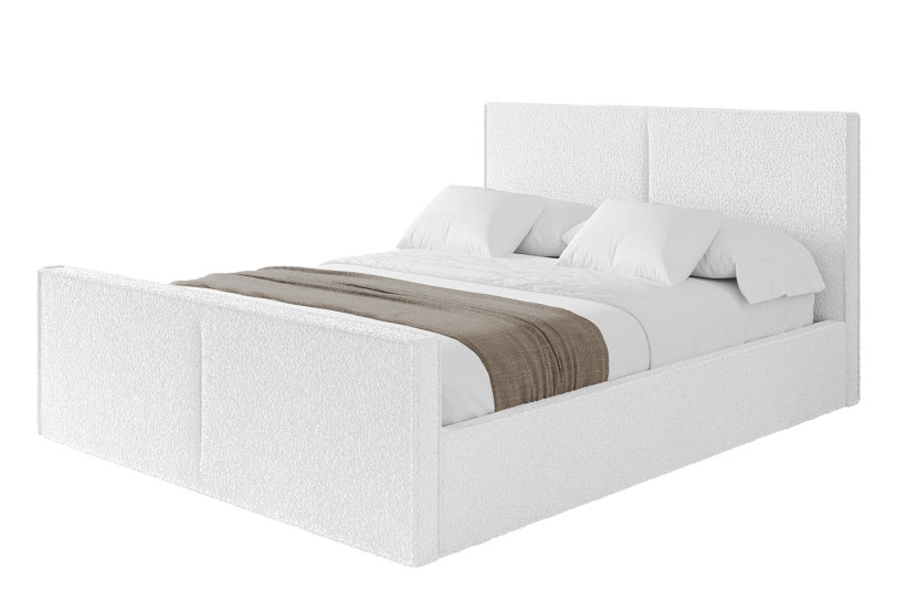 Łóżko tapicerowane z materacem + pojemnik EMMI-Z-120x200 cm Biały 863001