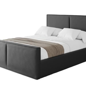 Łóżko tapicerowane z materacem + pojemnik EMMI-Z-120×200 cm Czarny 862880 Łóżko tapicerowane z materacem + pojemnik EMMI-Z-120×200 cm Czarny 862880