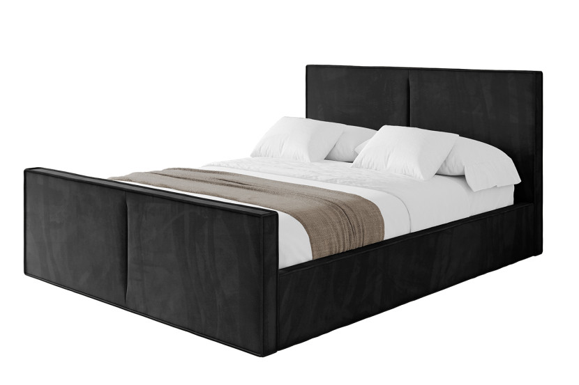 Łóżko tapicerowane z materacem + pojemnik EMMI-Z-120x200 cm Czarny 861827