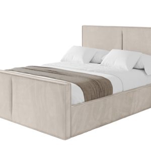 Łóżko tapicerowane z materacem + pojemnik EMMI-Z-140×200 cm Beżowy 862034 Łóżko tapicerowane z materacem + pojemnik EMMI-Z-140×200 cm Beżowy 862034