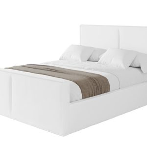 Łóżko tapicerowane z materacem + pojemnik EMMI-Z-140×200 cm Biały 861845 Łóżko tapicerowane z materacem + pojemnik EMMI-Z-140×200 cm Biały 861845