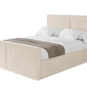 Łóżko tapicerowane z materacem + pojemnik EMMI-Z-160×200 cm Beżowy 863068 Łóżko tapicerowane z materacem + pojemnik EMMI-Z-160×200 cm Beżowy 863068