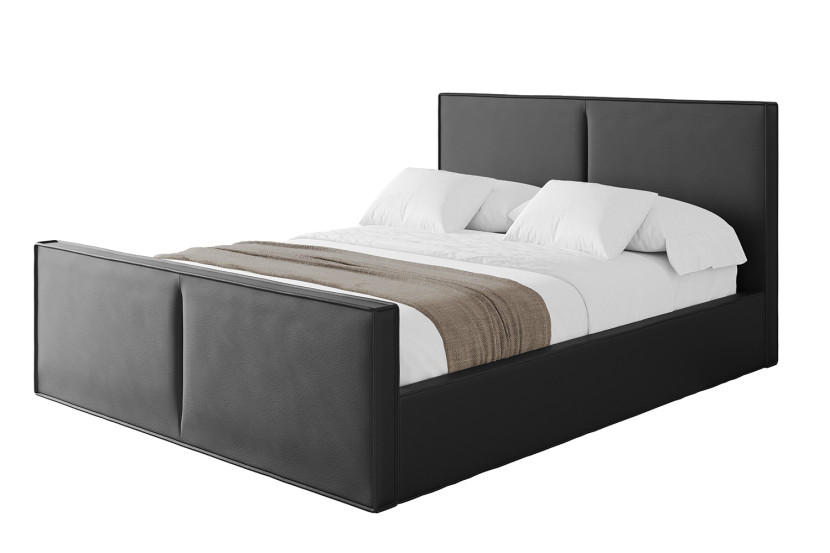 Łóżko tapicerowane z materacem + pojemnik EMMI-Z-160x200 cm Czarny 862822