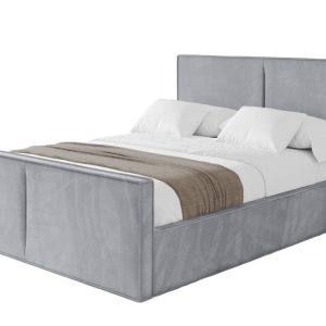 Łóżko tapicerowane z materacem + pojemnik EMMI-Z-160×200 cm Jasnoszary 862747 Łóżko tapicerowane z materacem + pojemnik EMMI-Z-160×200 cm Jasnoszary 862747