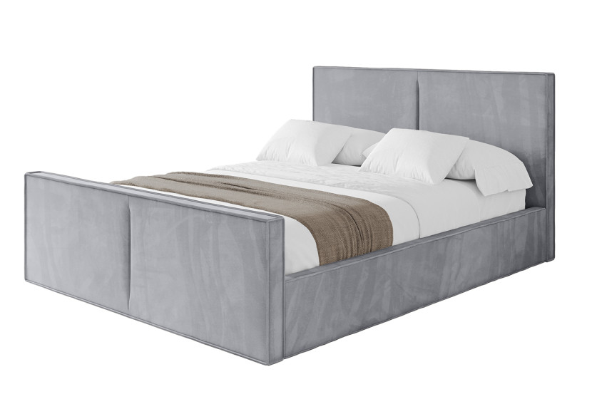 Łóżko tapicerowane z materacem + pojemnik EMMI-Z-160x200 cm Jasnoszary 862747