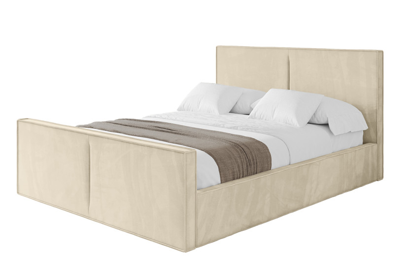 Łóżko tapicerowane z materacem + pojemnik EMMI-Z-180x200 cm Beżowy 862789