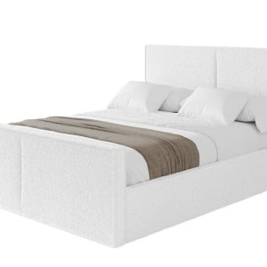 Łóżko tapicerowane z materacem + pojemnik EMMI-Z-180×200 cm Biały 861745 Łóżko tapicerowane z materacem + pojemnik EMMI-Z-180×200 cm Biały 861745
