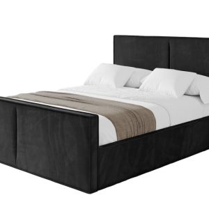 Łóżko tapicerowane z materacem + pojemnik EMMI-Z-180×200 cm Czarny 861487 Łóżko tapicerowane z materacem + pojemnik EMMI-Z-180×200 cm Czarny 861487