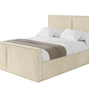 Łóżko tapicerowane z materacem + pojemnik EMMI-Z-200×200 cm Beżowy 863383 Łóżko tapicerowane z materacem + pojemnik EMMI-Z-200×200 cm Beżowy 863383